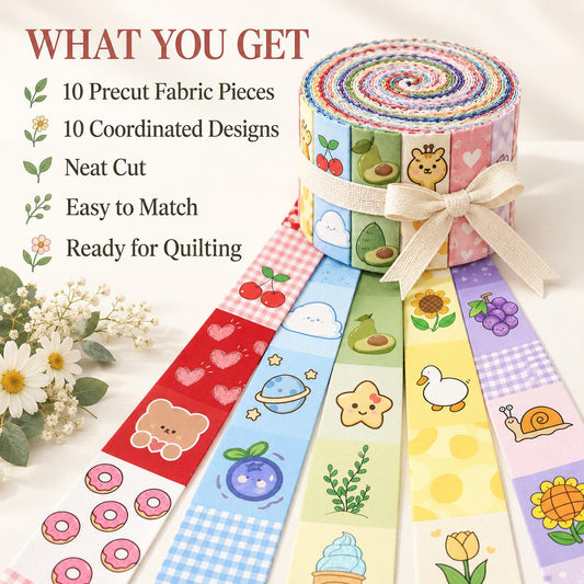 10Pc/Set, Making 10 Images 1pc Each, Each Size: 6.3*50cm Duck Animal Series Sliced Fabric Set Style Combination, Polyester Jelly Roll Fabric Strips, Pre-Cut Quilting Squares, For Quilting DIY, Handicrafts And Sewing, Blankets, Rugs, Interior Decoration, H