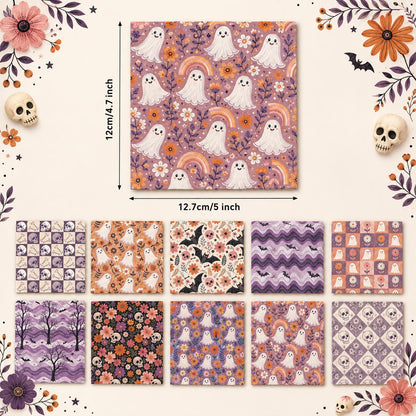 10Pc/Set Halloween Series Plaid Skull Flower Bones Bat Fat Quarter Fabric, Pre-Cut Square Fabric Assort, Fabric Set, Craft Fabric, Handmade DIY Patchwork Fabric,Home Quilting Sewing Fabric, Packaging Fabric, Scrapbooking Craft Hobbyist