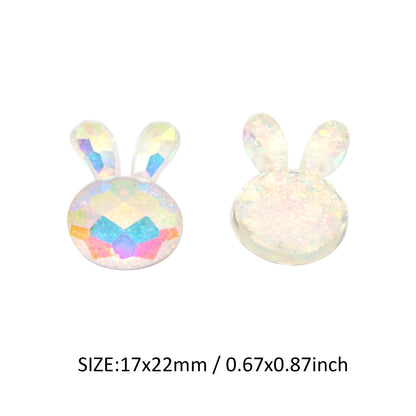 5Pcs Rabbit Bunny Shaped Acrylic Charms Resin,Iridescent Color 3D Flatback Resin Cabochons Beads for DIY Jewelry, Earrings, Bracelets, Keychains, Festive Decor, Homemade Gifts, Phone Cases, Water Bottles, Hair Accessories - Crafting Accessories