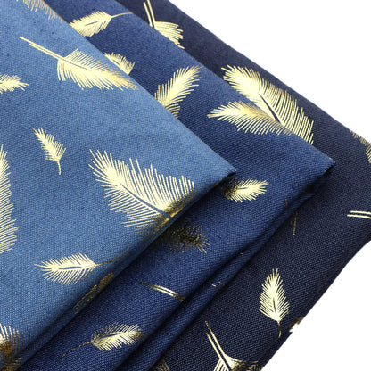 1Pc feather Golden Hot Stamping Pre-Washed Denim Fabric - 59x19.68inch(150x50cm)  DIY Crafts Projects, DIY Wallet Making