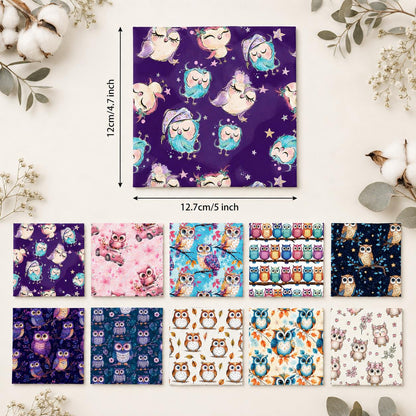 10Pc/Set Flower Owl Series Fat Quarter Fabric, Pre-Cut Square Fabric Assort, Fabric Set, Craft Fabric, Handmade DIY Patchwork Fabric,Home Quilting Sewing Fabric, Packaging Fabric, Scrapbooking Craft Hobbyist