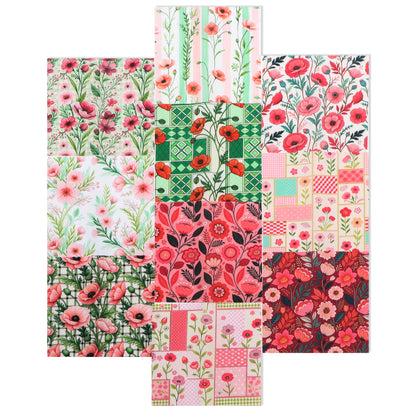 10Pc/Set Flower Series Stripe Dot Fat Quarter Fabric, Pre-Cut Square Fabric Assort, Fabric Set, Craft Fabric, Handmade DIY Patchwork Fabric,Home Quilting Sewing Fabric, Packaging Fabric, Scrapbooking Craft Hobbyist