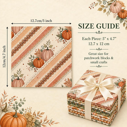 10pcs Charm Pack Set Pumpkin Autumn Pattern Vintage Style Handmade DIY with Rich Color and Texture Elements 100% Polyester Patchwork in 10 Design Styles Suitable for Patchwork DIY Craft Projects DIY Wallet Making Gift Giving Bag Making Mother's Day Gift