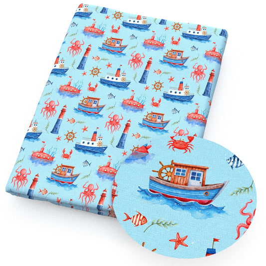 submarine lighthouse crabcrabs octopus sailor anchor ship fabric