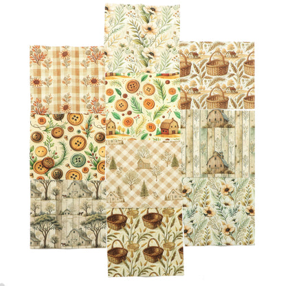 10Pc/set Plant Series Flower Plaid Horse Leaves Fat Quarter Fabric, Pre-Cut Square Fabric Assort, Fabric Set, Craft Fabric, Handmade DIY Patchwork Fabric,Home Quilting Sewing Fabric, Packaging Fabric, Scrapbooking Craft Hobbyist