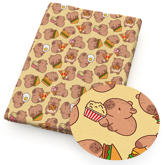 capybara animals hamburger food fabric