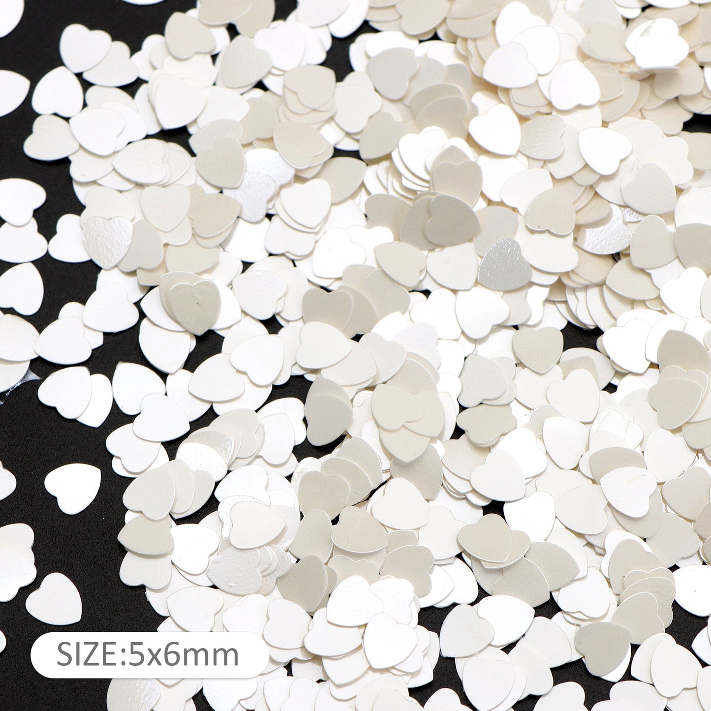 10g Pack White Color Series Heart Sequins, Valentine's Day Plastic DIY Bead Jewelry, Nail Art Filler, Professional Manicure Supplies, Holiday Nail Design Accessories