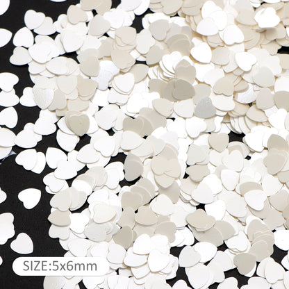 10g Pack White Color Series Heart Sequins, Valentine's Day Plastic DIY Bead Jewelry, Nail Art Filler, Professional Manicure Supplies, Holiday Nail Design Accessories