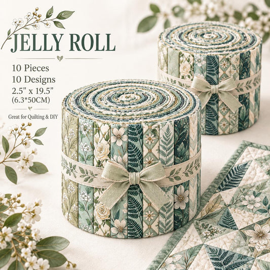 10pcs Vintage Blue Floral Pattern Jelly Roll Fabric Strips 2.5X19.7inch Pre-Cut 100% Polyester For Patchwork Quilts, Table Runners, Placemats, Tote Bags, Storage Pouches, Makeup Bags, Coasters, Quilt Blocks & Binding