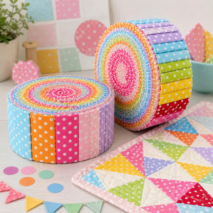 10pcs Vintage Dot Pattern Purple Jelly Roll Fabric Strips 2.5X19.7inch Pre-cut 100% Polyester for Patchwork Quilts, Table Runners, Placemats, Tote Bags, Storage Pouches, Makeup Bags, Coasters, Quilt Blocks & Binding Multi-color