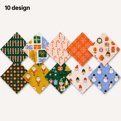 10pcs Charm Pack Set Christmas Santa Pattern Vintage Style Handmade DIY with Rich Color and Texture Elements 100% Polyester Patchwork in 10 Design Styles Suitable for Patchwork DIY Craft Projects DIY Wallet Making Gift Giving Bag Making Mother's Day Gift