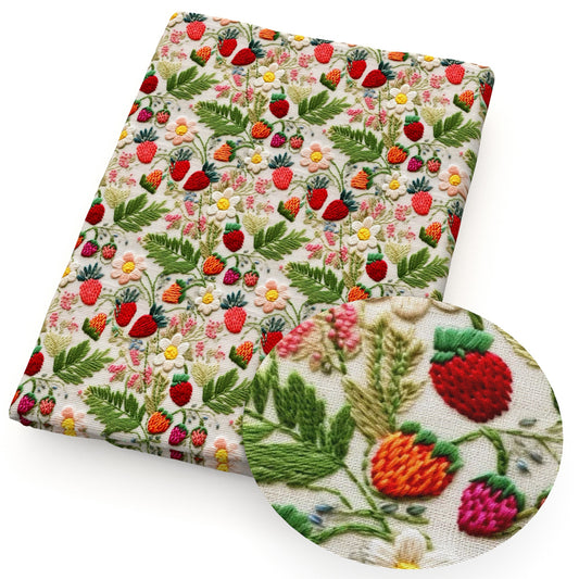 imitation embroidery series flowerfloral leaf leaves tree strawberry fabric