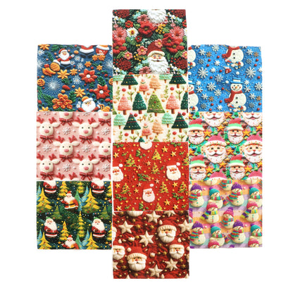 2D Flat 10Pc/Set Christmas Series Santa Claus Deer Holly Fat Quarter Fabric, Pre-Cut Square Fabric Assort, Fabric Set, Craft Fabric, Handmade DIY Patchwork Fabric,Home Quilting Sewing Fabric, Packaging Fabric, Scrapbooking Craft Hobbyist