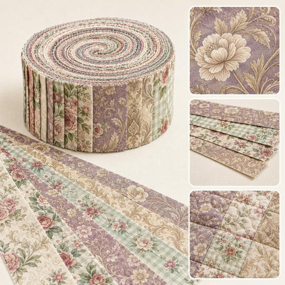 10pcs Vintage Floral Pattern Jelly Roll Fabric Strips 2.5X19.7inch Pre-Cut 100% Polyester For Patchwork Quilts, Table Runners, Placemats, Tote Bags, Storage Pouches, Makeup Bags, Coasters, Quilt Blocks & Binding