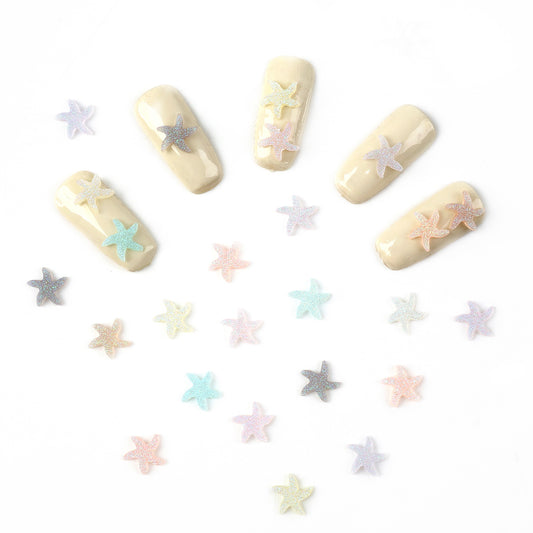 20pcs Glitter Starfish Nail Charms - Transparent Acrylic Beads, Flatback Skeleton Cabochons for DIY Nail Art & Craft Decorations