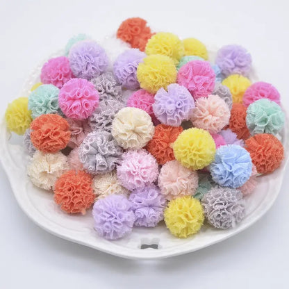10pcs 25mm Vibrant Polyester Mesh Balls - Decorative Accessories for Clothing, Hair Accessories Making Materials - Colorful DIY Craft Supplies for Jewelry Designers