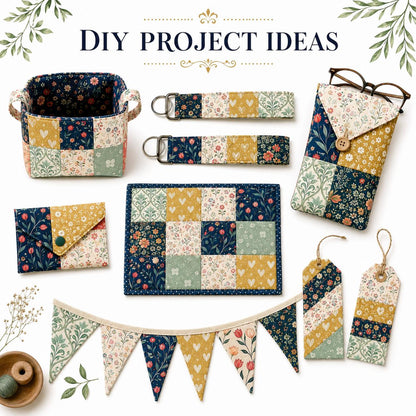 10pcs Charm Pack Set Floral Pattern Vintage Style Handmade DIY with Rich Color and Texture Elements 100% Polyester Patchwork in 10 Design Styles Suitable for Patchwork DIY Craft Projects DIY Wallet Making Gift Giving Bag Making Mother's Day Gift