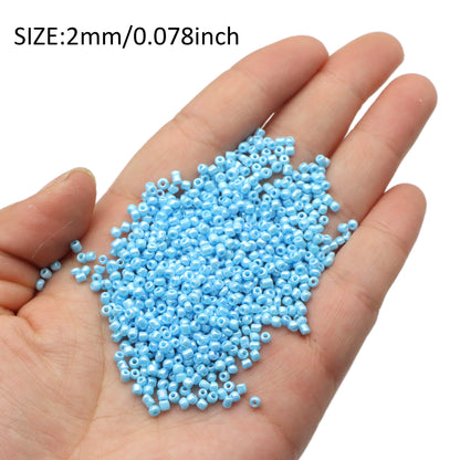 20g/0.7oz 2mm Miyuki Seed Beads Frosted Solid Color Loose Spacer Beads with Hole for Jewelry Making DIY Bracelet Necklace Chain Earrings Charm Bangle Decors Craft Accessories