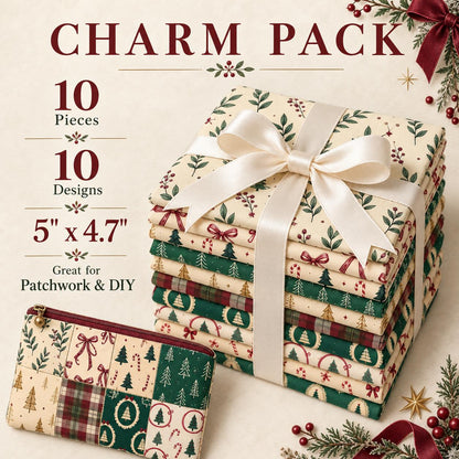 10Pc/Set Christmas Series Plaid Tree Bowknot Star Crutch Fat Quarter Fabric, Pre-Cut Square Fabric Assort, Fabric Set, Craft Fabric, Handmade DIY Patchwork Fabric,Home Quilting Sewing Fabric, Packaging Fabric, Scrapbooking Craft Hobbyist