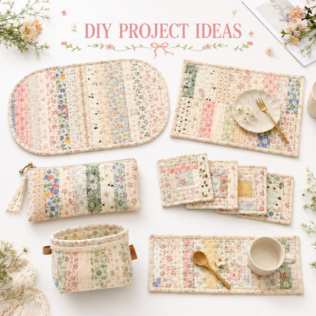 10pcs Vintage Floral Pattern Jelly Roll Fabric Strips 2.5X19.7inch Pre-cut 100% Polyester for Patchwork Quilts, Table Runners, Placemats, Tote Bags, Storage Pouches, Makeup Bags, Coasters, Quilt Blocks & Binding Multi-color