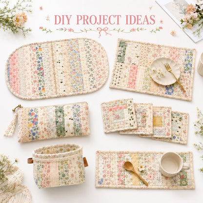 10pcs Vintage Floral Pattern Jelly Roll Fabric Strips 2.5X19.7inch Pre-cut 100% Polyester for Patchwork Quilts, Table Runners, Placemats, Tote Bags, Storage Pouches, Makeup Bags, Coasters, Quilt Blocks & Binding Multi-color