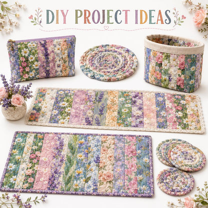 10pcs Vintage Floral Painting Pattern Jelly Roll Fabric Strips 2.5X19.7inch Pre-cut 100% Polyester for Patchwork Quilts, Table Runners, Placemats, Tote Bags, Storage Pouches, Makeup Bags, Coasters, Quilt Blocks & Binding Multi-color