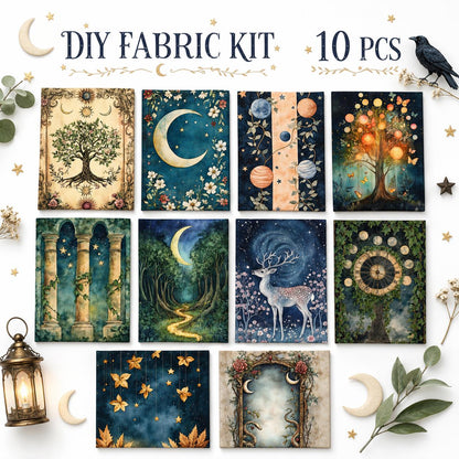 10Pc/Set Crow Series Owl Deer Mushroom Fat Quarter Fabric, Pre-Cut Square Fabric Assort, Fabric Set, Craft Fabric, Handmade DIY Patchwork Fabric,Home Quilting Sewing Fabric, Packaging Fabric, Scrapbooking Craft Hobbyist