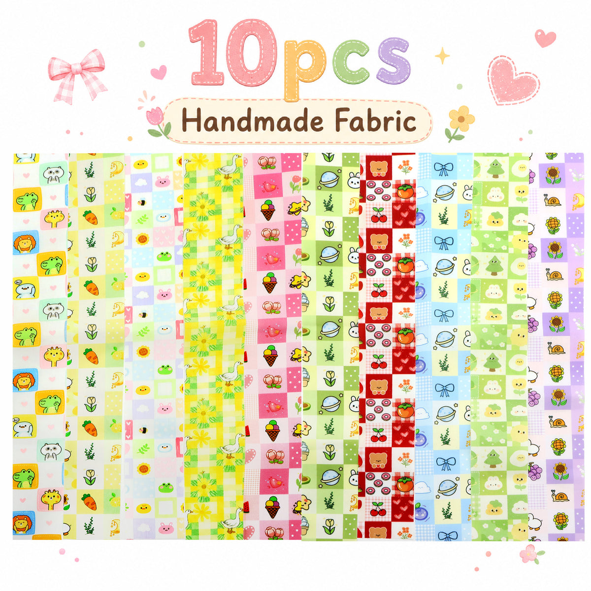 10Pc/Set, Making 10 Images 1pc Each, Each Size: 6.3*50cm Duck Animal Series Sliced Fabric Set Style Combination, Polyester Jelly Roll Fabric Strips, Pre-Cut Quilting Squares, For Quilting DIY, Handicrafts And Sewing, Blankets, Rugs, Interior Decoration, H