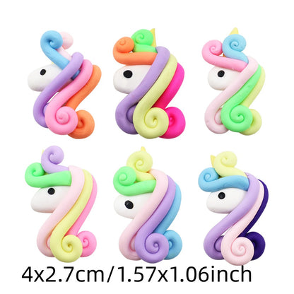 5pcs Vibrant Color Unicorn Charms Design - Polymer Clay Stationery Phone Case Decors and DIY Jewelry Making Accessories - For Creative Crafters and Jewelry Enthusiasts