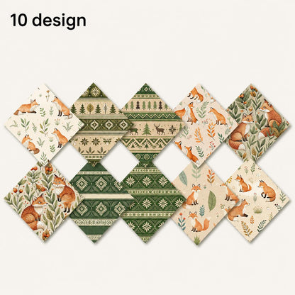 10pcs Charm Pack Set Floral Fox Pattern Vintage Style Handmade DIY with Rich Color and Texture Elements 100% Polyester Patchwork in 10 Design Styles Suitable for Patchwork DIY Craft Projects DIY Wallet Making Gift Giving Bag Making Mother's Day Gift