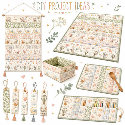 10pcs Vintage Elephant Pattern Jelly Roll Fabric Strips 2.5X19.7inch Pre-cut 100% Polyester for Patchwork Quilts, Table Runners, Placemats, Tote Bags, Storage Pouches, Makeup Bags, Coasters, Quilt Blocks & Binding