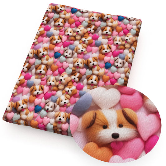 imitation embroidery series heart love dogpuppy fabric
