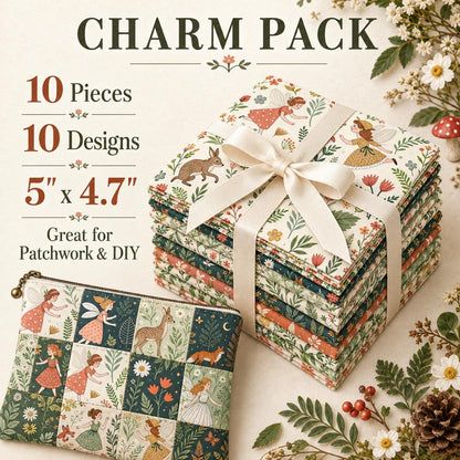 10Pc/Set Flower Series Deer Tree Fox Mushroom Fat Quarter Fabric, Pre-Cut Square Fabric Assort, Fabric Set, Craft Fabric, Handmade DIY Patchwork Fabric,Home Quilting Sewing Fabric, Packaging Fabric, Scrapbooking Craft Hobbyist