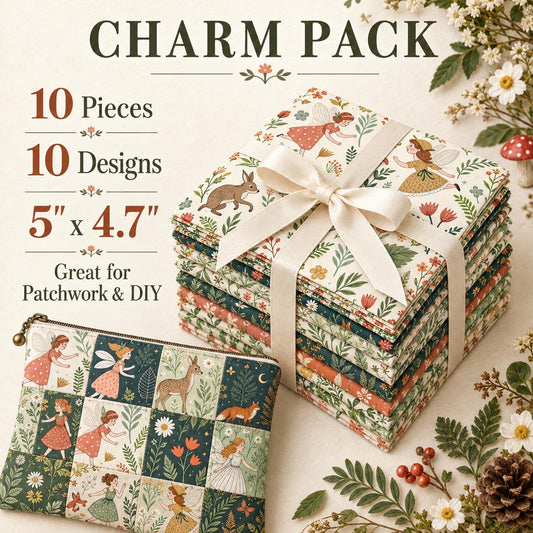 10Pc/Set Flower Series Deer Tree Fox Mushroom Fat Quarter Fabric, Pre-Cut Square Fabric Assort, Fabric Set, Craft Fabric, Handmade DIY Patchwork Fabric,Home Quilting Sewing Fabric, Packaging Fabric, Scrapbooking Craft Hobbyist
