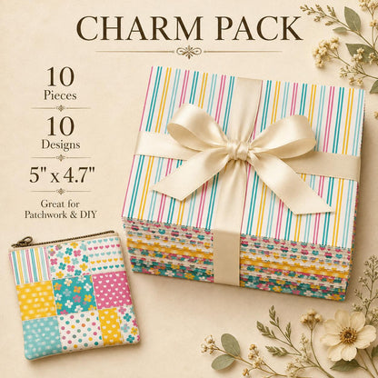 10Pc/Set Flower Heart Dot Stripe Series Fat Quarter Fabric, Pre-Cut Square Fabric Assort, Fabric Set, Craft Fabric, Handmade DIY Patchwork Fabric,Home Quilting Sewing Fabric, Packaging Fabric, Scrapbooking Craft Hobbyist