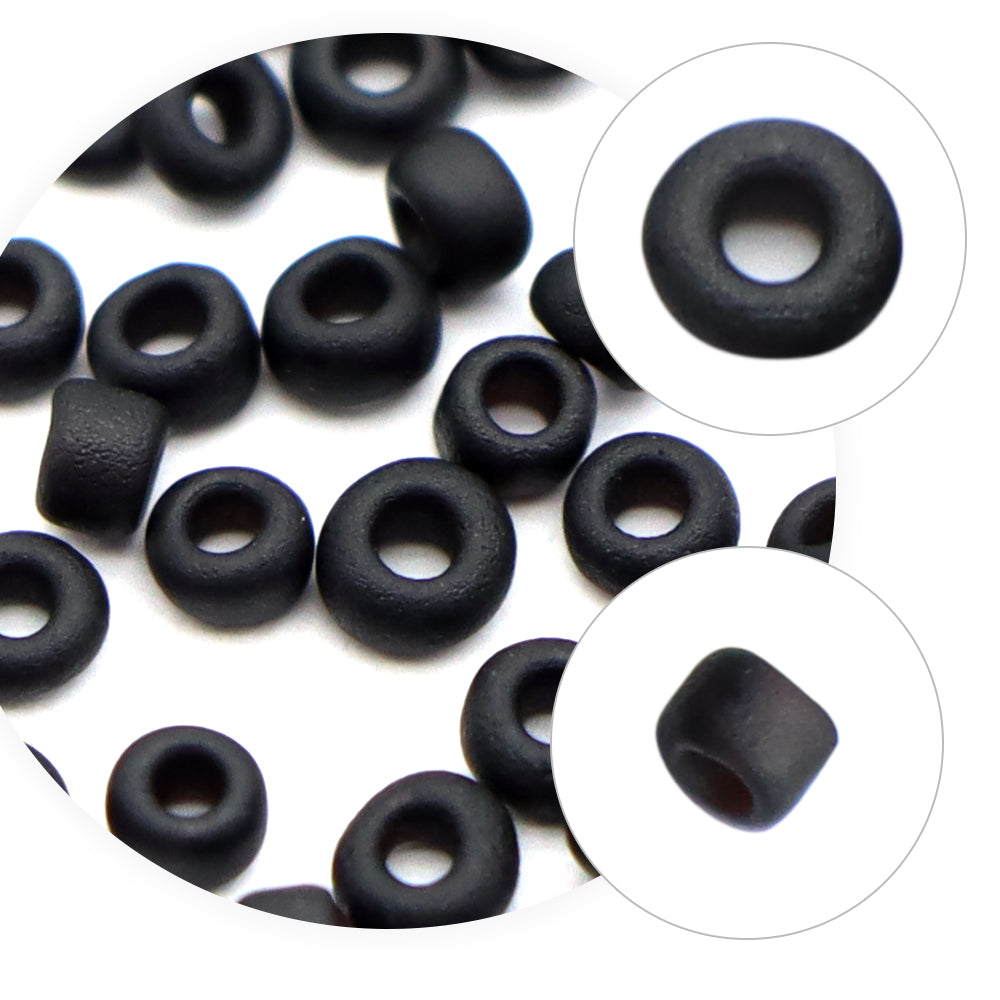 10g/pack Black Series 15/0 Miyuki Seed Beads Plain Solid Color Loose Spacer Acrylic Beads with Hole for Jewelry Making DIY Bracelet Necklace Chain Earrings Charm Bangle Decors Craft Accessories