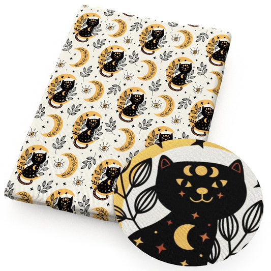 witchcraft moon star starfish cat fabric