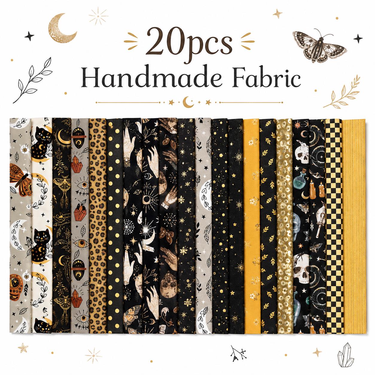20pcs Skull Hand Black Series Jelly Roll Sliced Fabric Strips 2.5X19.7inch Delicate Printed Multi-Color 100% Polyester for DIY Handmade Patchwork, Table Runners, Placemats, Tote Bags, Storage Pouches, Makeup Bags, Coasters, Quilt Blocks & Binding Pre-cut