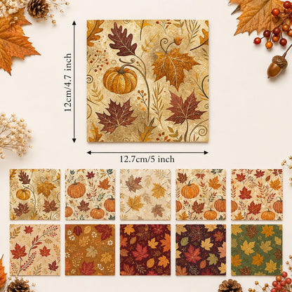 10pcs Charm Pack Set Maple leaf Pumpkin Autumn Vintage Style Pattern Handmade DIY with Rich Color and Texture Elements 100% Polyester Patchwork in 10 Design Styles Suitable for Patchwork DIY Craft Projects DIY Wallet Making Gift Giving Bag Making Mother's