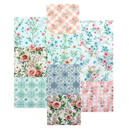 10Pc/Set Plaid Flower Series Fat Quarter Fabric, Pre-Cut Square Fabric Assort, Fabric Set, Craft Fabric, Handmade DIY Patchwork Fabric,Home Quilting Sewing Fabric, Packaging Fabric, Scrapbooking Craft Hobbyist