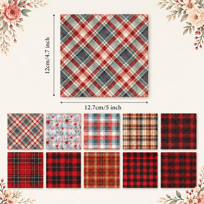 10Pc/Set Christmas Plaid Series Flower Fat Quarter Fabric, Pre-Cut Square Fabric Assort, Fabric Set, Craft Fabric, Handmade DIY Patchwork Fabric,Home Quilting Sewing Fabric, Packaging Fabric, Scrapbooking Craft Hobbyist