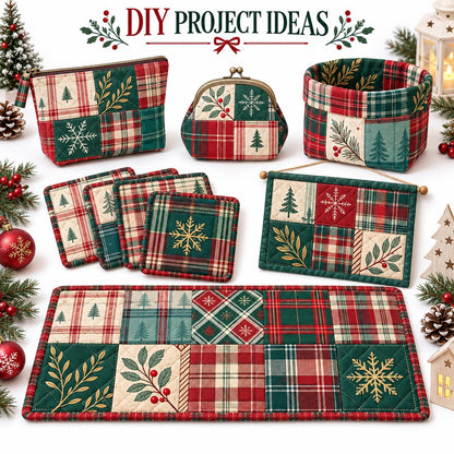 10Pc/Set Christmas Series Plaid Tree Rhombus Fat Quarter Fabric, Pre-Cut Square Fabric Assort, Fabric Set, Craft Fabric, Handmade DIY Patchwork Fabric,Home Quilting Sewing Fabric, Packaging Fabric, Scrapbooking Craft Hobbyist