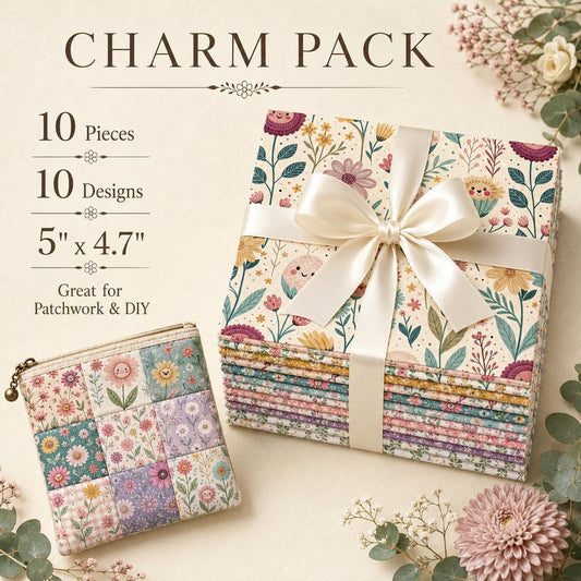 10pcs Charm Pack Set Floral Pattern Vintage Style Handmade DIY with Rich Color and Texture Elements 100% Polyester Patchwork in 10 Design Styles Suitable for Patchwork DIY Craft Projects DIY Wallet Making Gift Giving Bag Making Mother's Day Gift