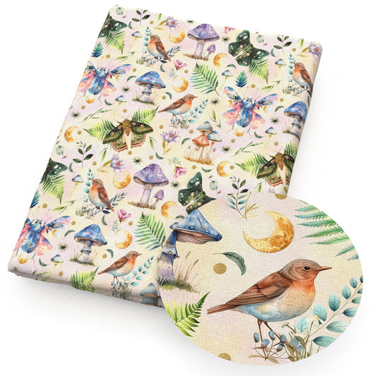 butterfly insect mushroom bird flowerfloral moon leaf leaves tree fabric