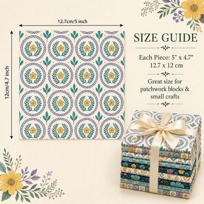 10pcs Charm Pack Set Floral Vintage Style Pattern Handmade DIY with Rich Color and Texture Elements 100% Polyester Patchwork in 10 Design Styles Suitable for Patchwork DIY Craft Projects DIY Wallet Making Gift Giving Bag Making Mother's Day Gift
