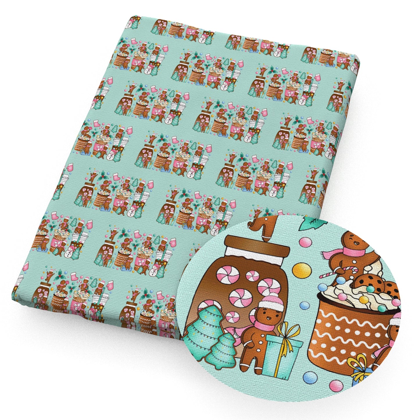 christmas tree gingerbread man fabric