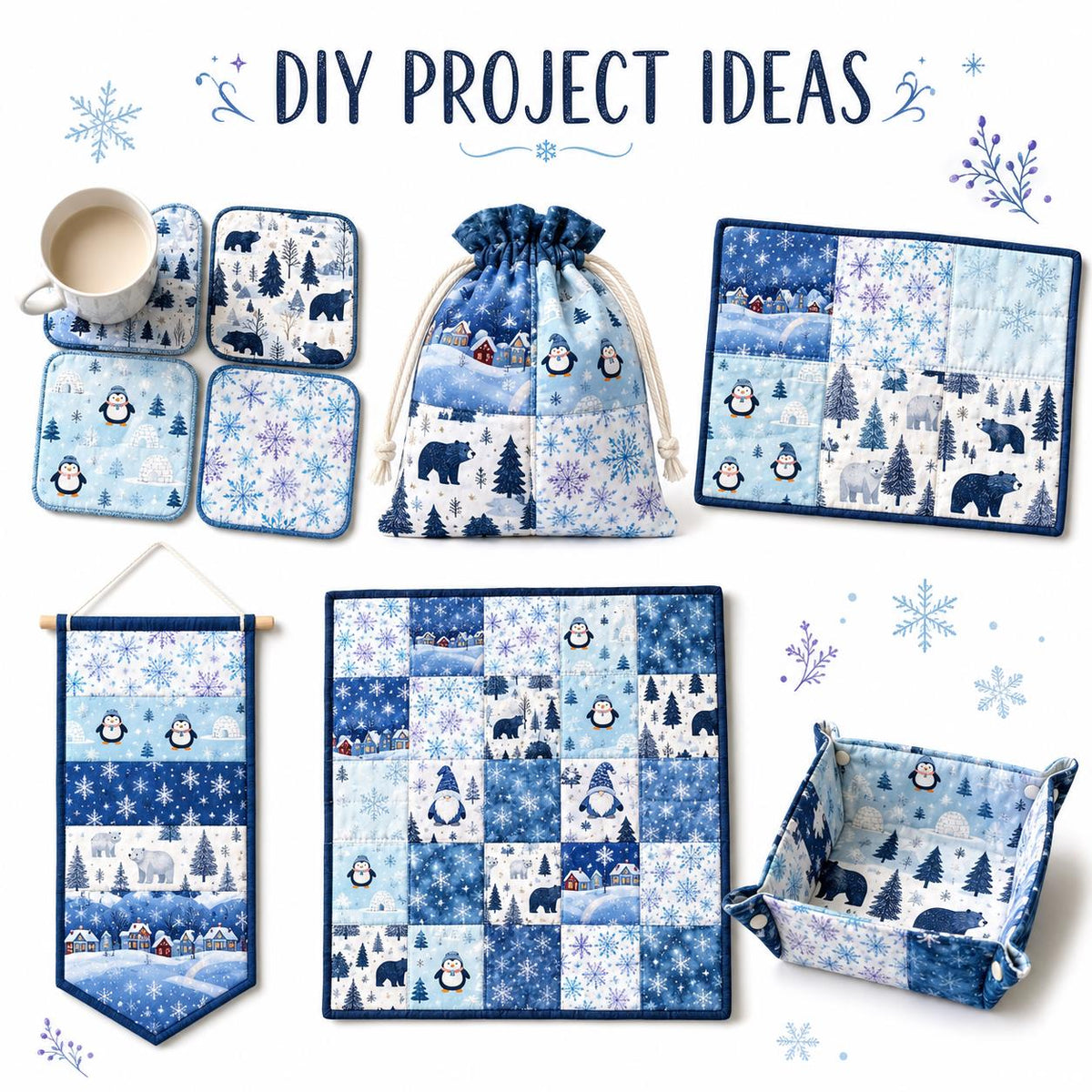 10Pc/Set Christmas Series Christmas Tree Bear Penguin Fat Quarter Fabric, Pre-Cut Square Fabric Assort, Fabric Set, Craft Fabric, Handmade DIY Patchwork Fabric,Home Quilting Sewing Fabric, Packaging Fabric, Scrapbooking Craft Hobbyist