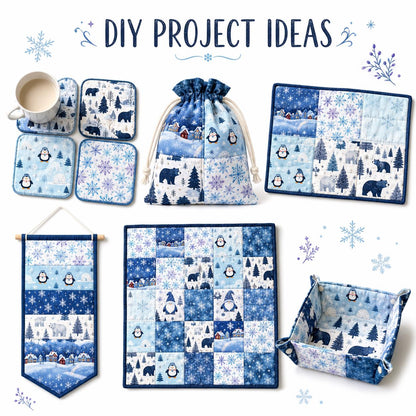10Pc/Set Christmas Series Christmas Tree Bear Penguin Fat Quarter Fabric, Pre-Cut Square Fabric Assort, Fabric Set, Craft Fabric, Handmade DIY Patchwork Fabric,Home Quilting Sewing Fabric, Packaging Fabric, Scrapbooking Craft Hobbyist