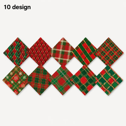 10Pc/Set Christmas Series Plaid Rhombus Fat Quarter Fabric, Pre-Cut Square Fabric Assort, Fabric Set, Craft Fabric, Handmade DIY Patchwork Fabric,Home Quilting Sewing Fabric, Packaging Fabric, Scrapbooking Craft Hobbyist