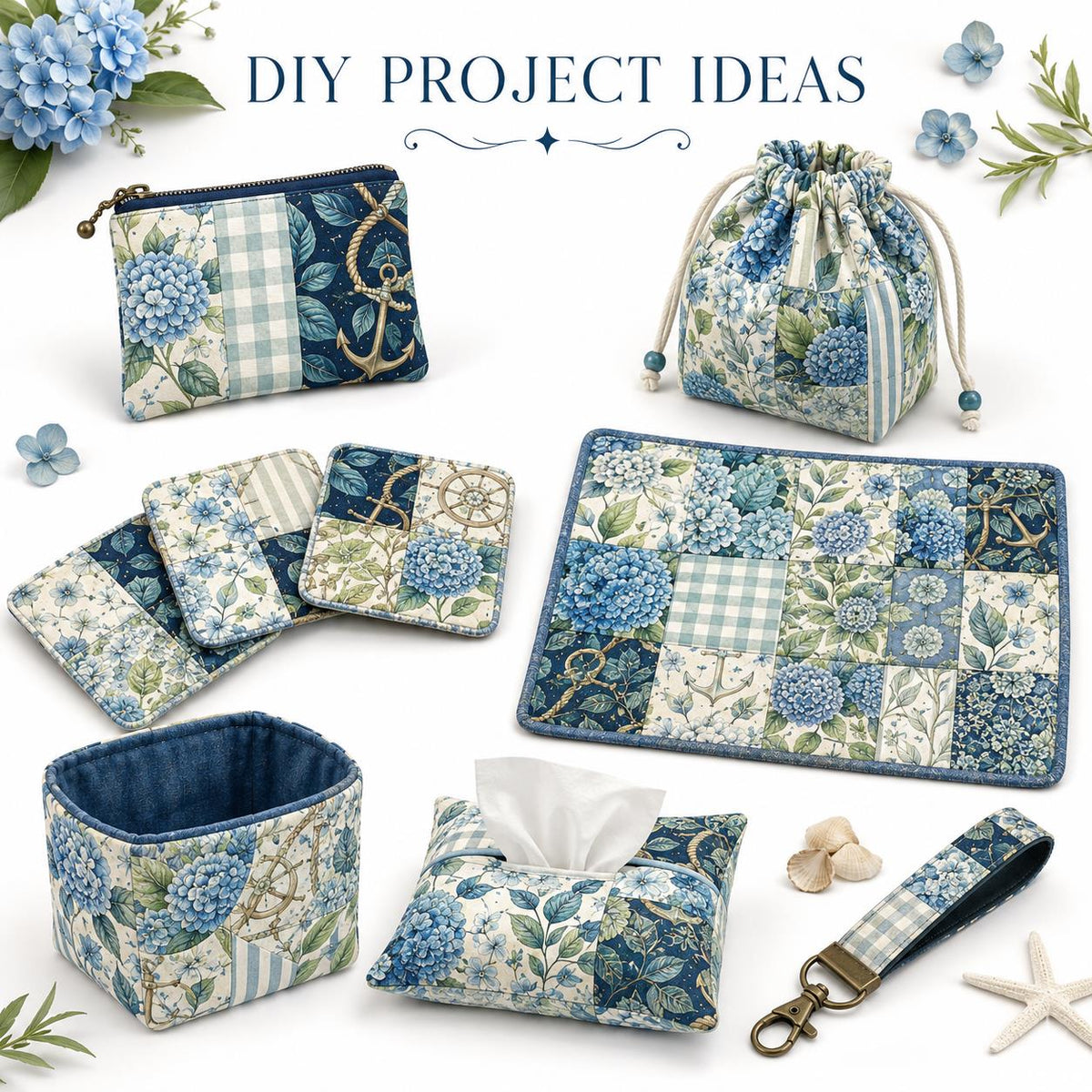 10pcs Charm Pack Set Floral Hydrangea Pattern Vintage Style Handmade DIY with Rich Color and Texture Elements 100% Polyester Patchwork in 10 Design Styles Suitable for Patchwork DIY Craft Projects DIY Wallet Making Gift Giving Bag Making Mother's Day Gift